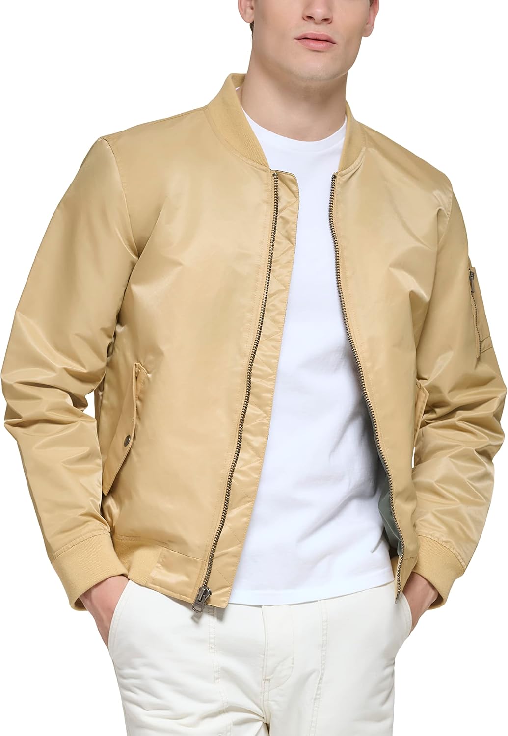 Легкая мужская куртка-бомбер Levi's MA-1 Flight на молнии, Khaki Ma-1 Unfilled — фото 4