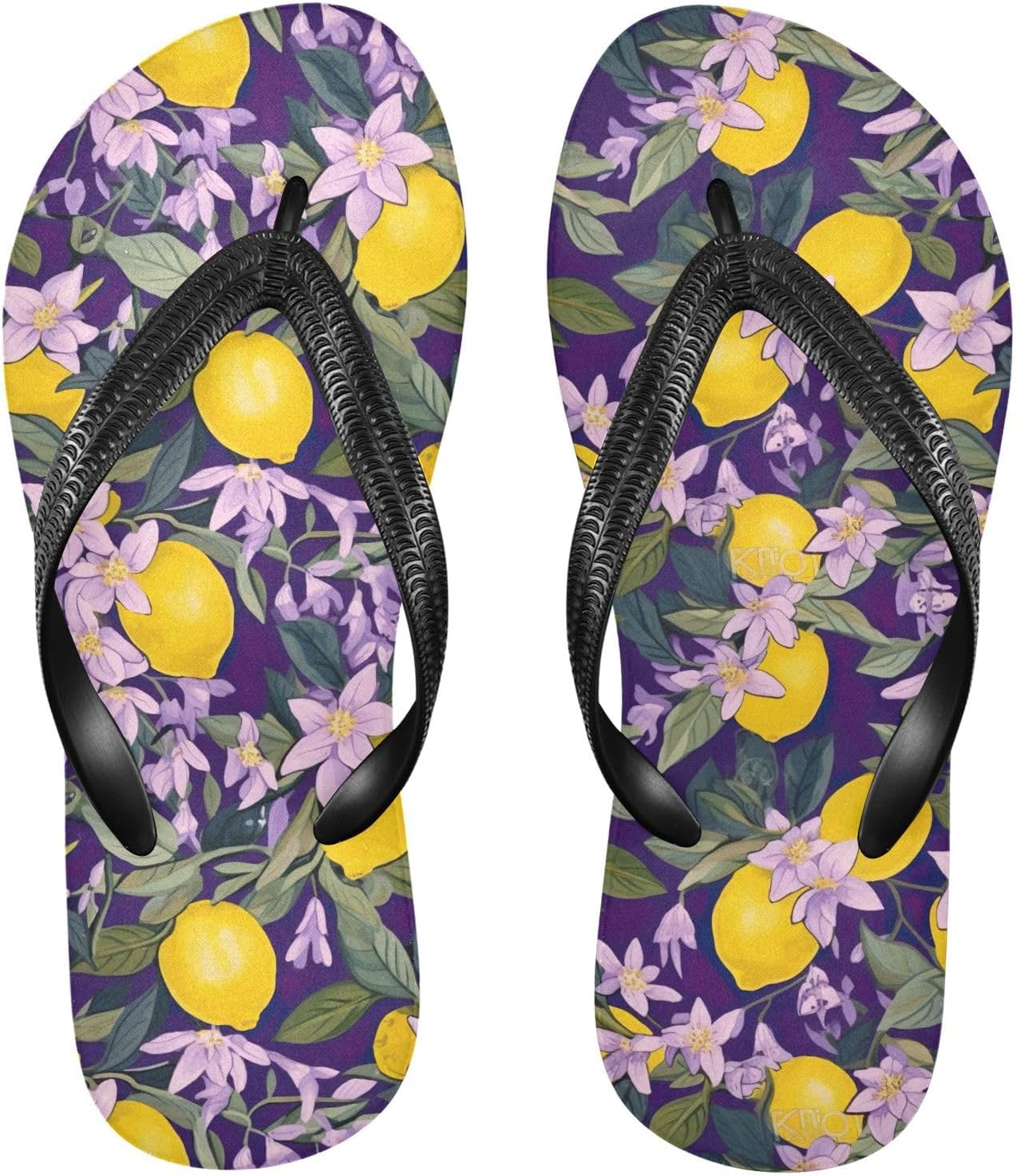 

Желто-фиолетовые шлепанцы с цветами, пляжные шлепанцы, резиновые нескользящие летние тапочки для женщин и мужчин, для прогулок Sinestour