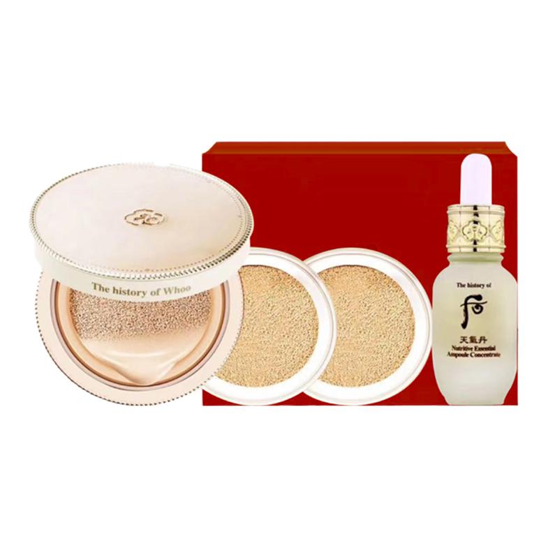 Набор для макияжа The History Of Whoo Luxury Style Gold Queen: кушон Air Cushion Formal Wear #21 + сменный блок #21 + сыворотка Weather Essence, 8 мл — фото 2