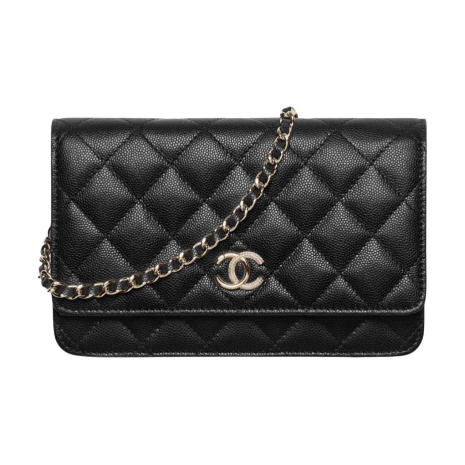 

CHANEL Женский бумажник из телячьей кожи черный