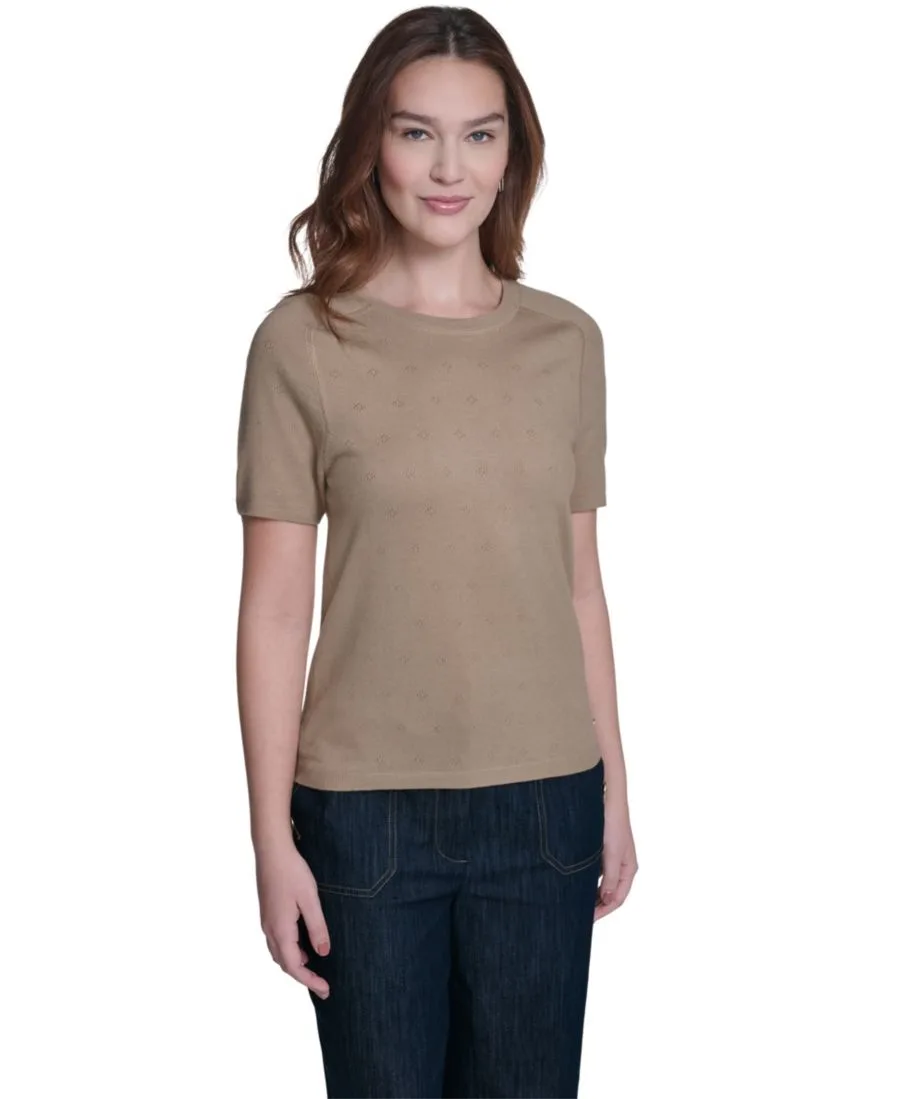 Женский ажурный свитер с короткими рукавами Tommy Hilfiger, Tannin