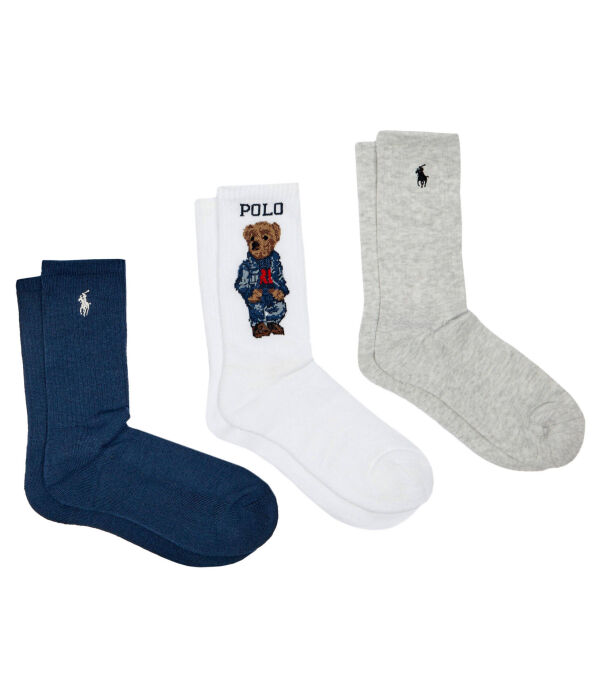 Носки женские Polo Ralph Lauren с рисунком 3 пары, белый/синий — фото 3