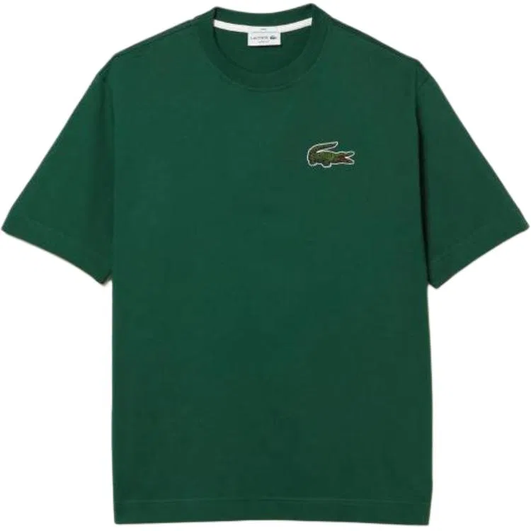 Футболка хлопковая с логотипом Lacoste зеленая