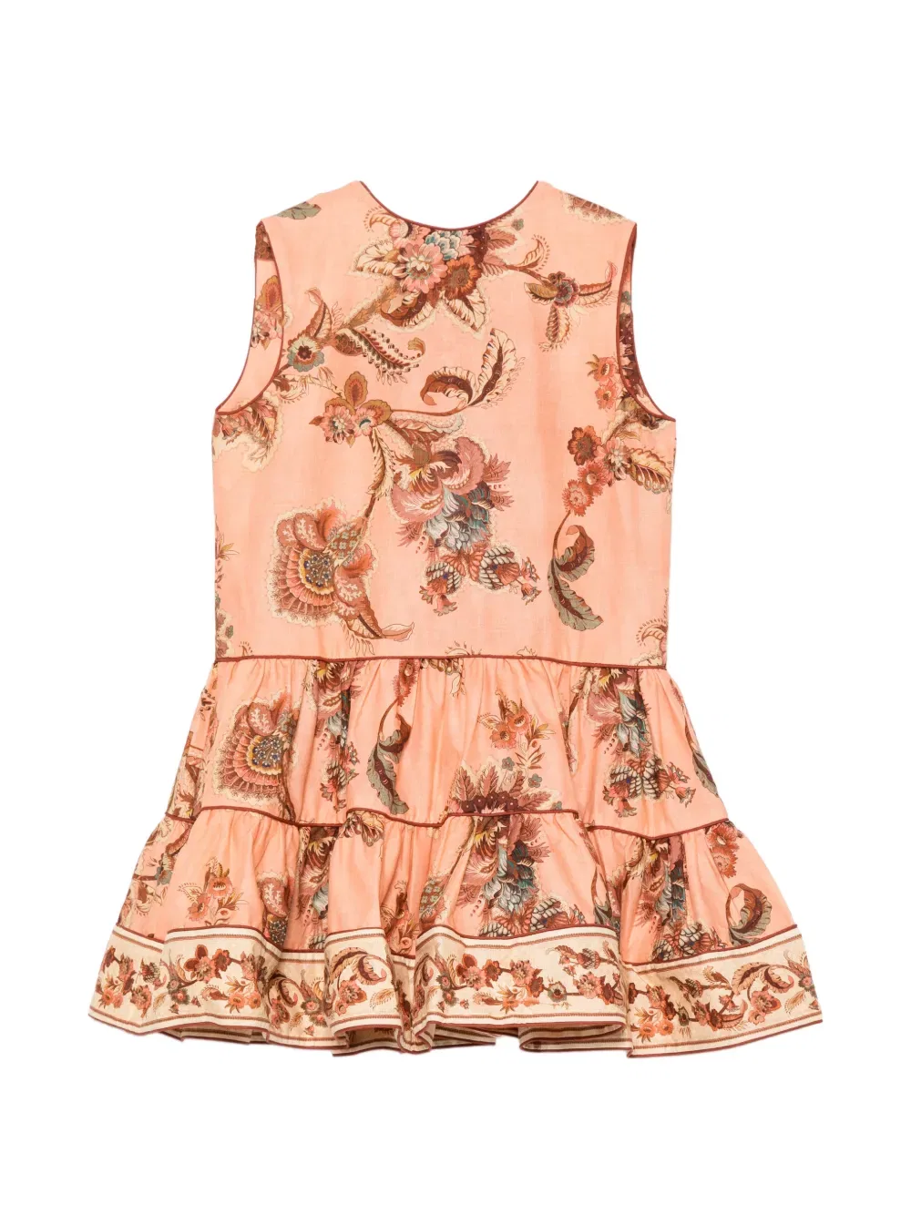 Многоярусное платье с цветочным принтом Zimmermann Kids, оранжевый
