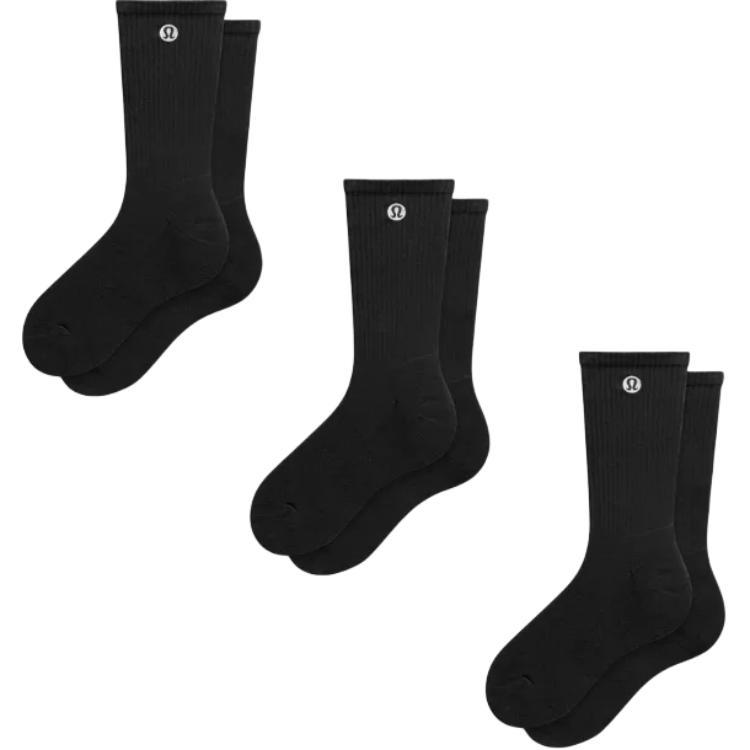 

Повседневные носки мид-кальф Unisex 3 пары Lululemon, черный
