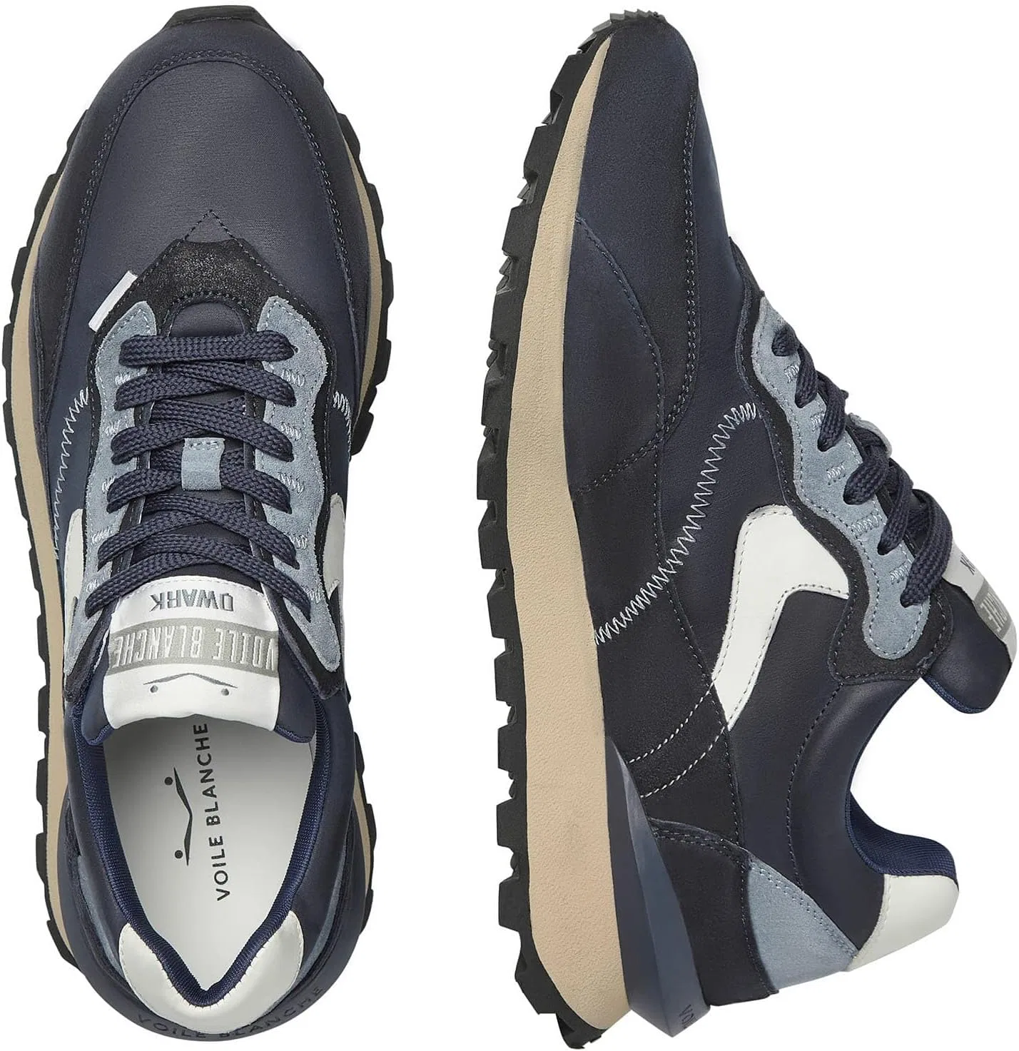 Кроссовки VOILE BLANCHE QWARK Hype MAN из замши и технической ткани, белые — фото 3