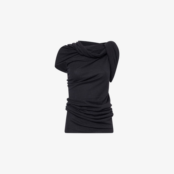 

Асимметричный топ из эластичного трикотажа Twist Rick Owens, черный