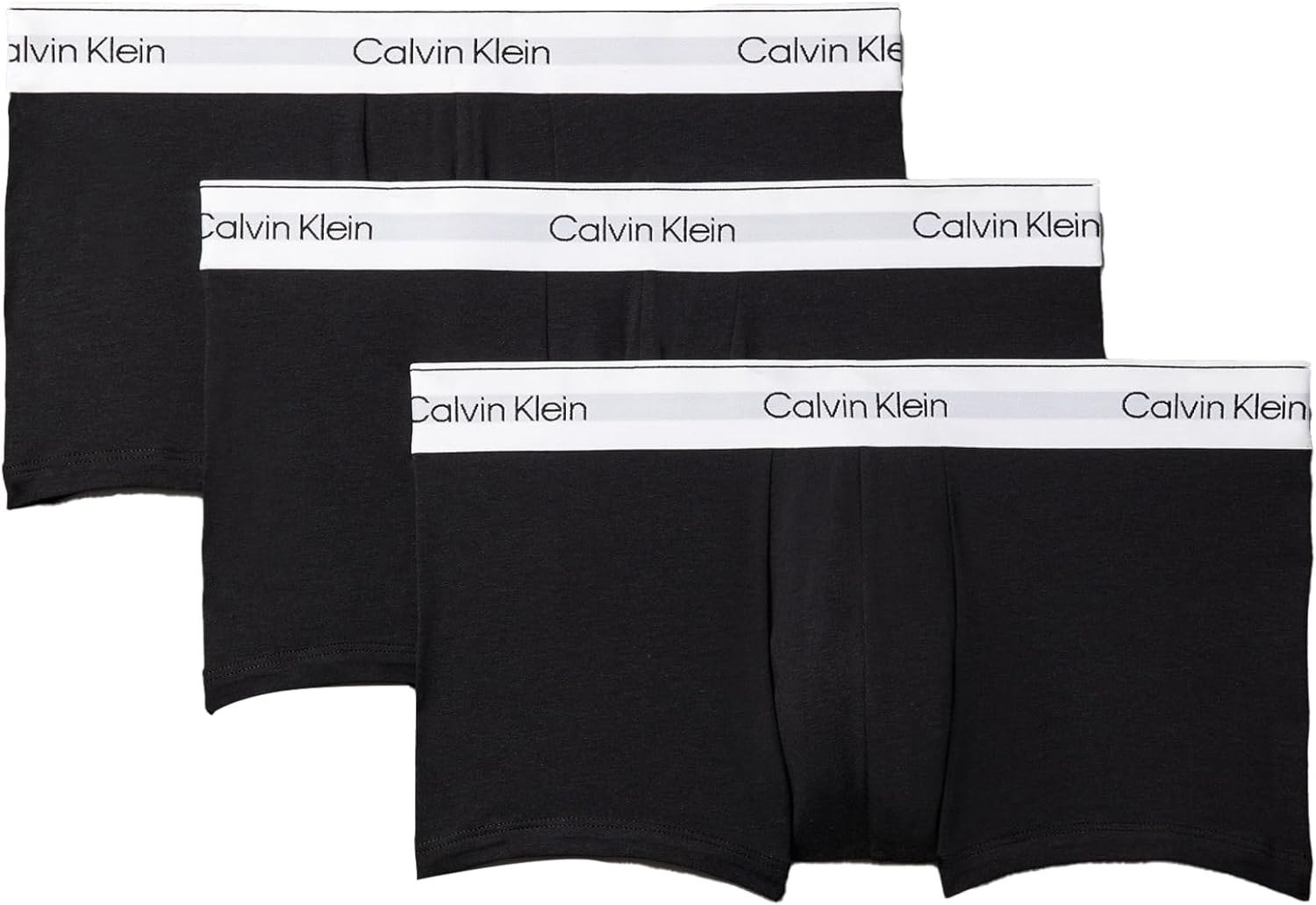 

Комплект из 3 мужских современных хлопковых трусов-боксеров Calvin Klein с низкой посадкой, Black/Black/Black
