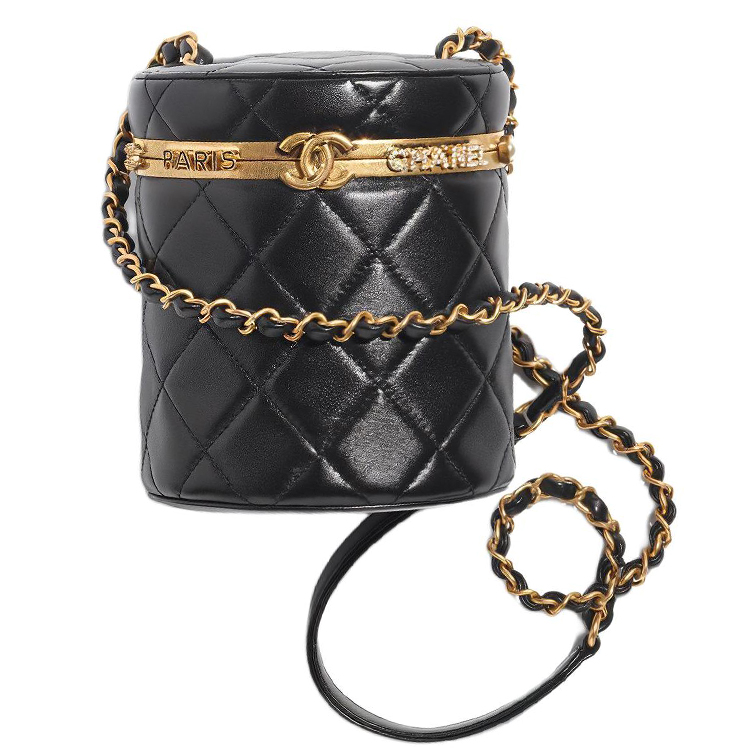 

CHANEL Круглая цилиндрическая сумка через плечо из овчины