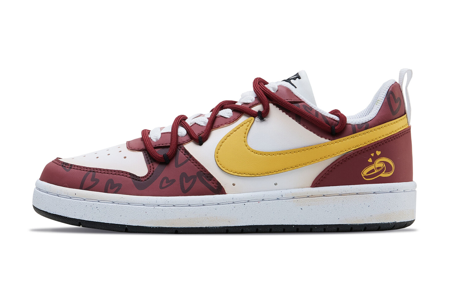 

Кроссовки Nike Court Borough Skateboarding Shoes Women's Low-top White, темно-красный