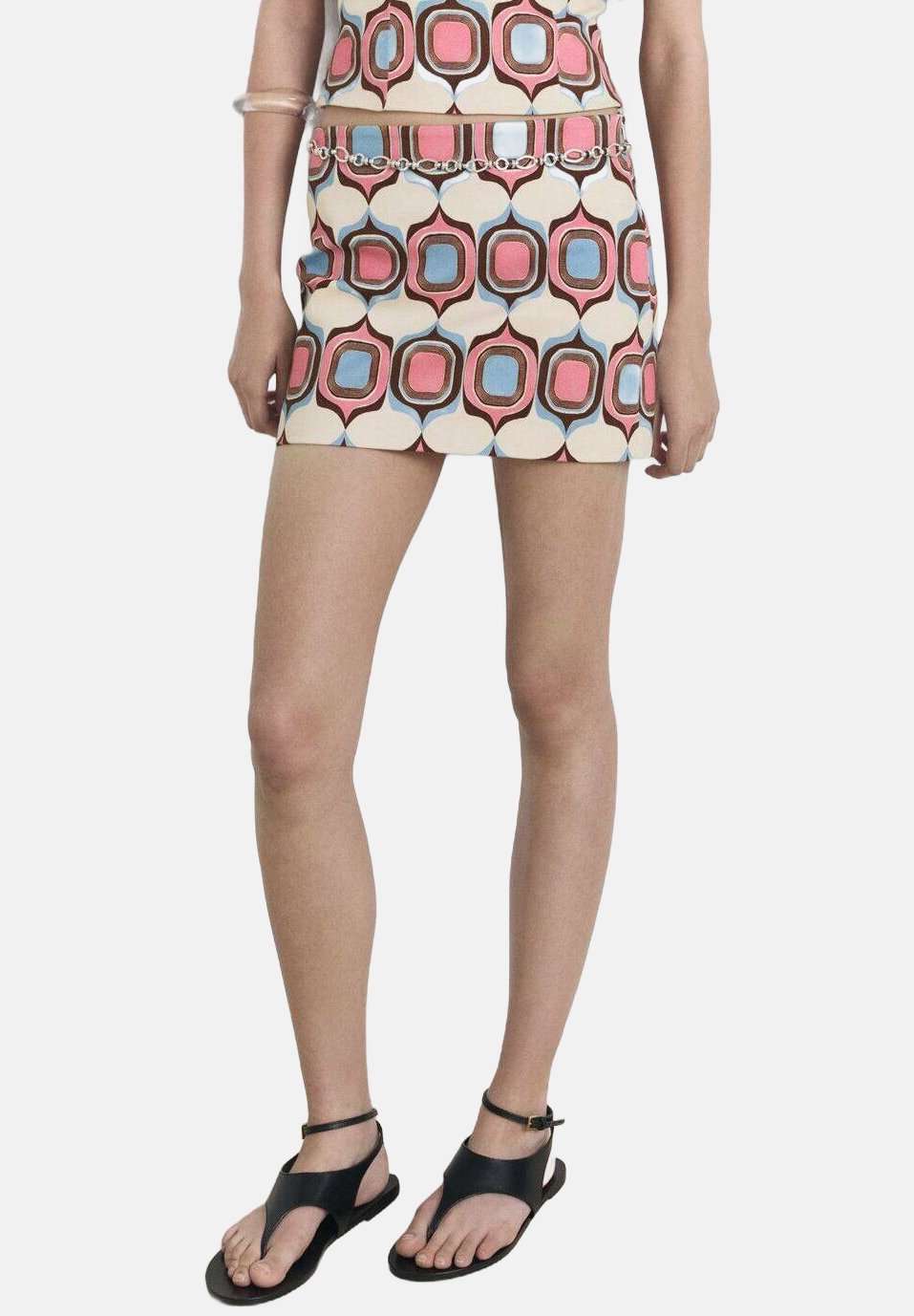 

Мини-юбка PRINTED SHORT - A-line skirt Mango, светло-розовый