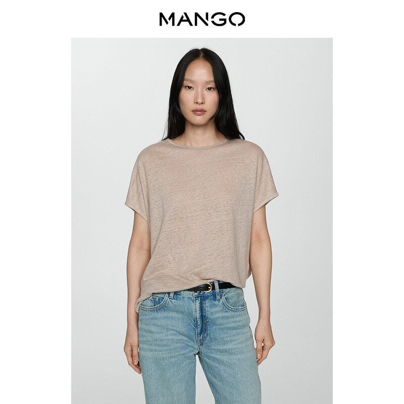 

Женская футболка Mango повседневная дышащая, светло-коричневый