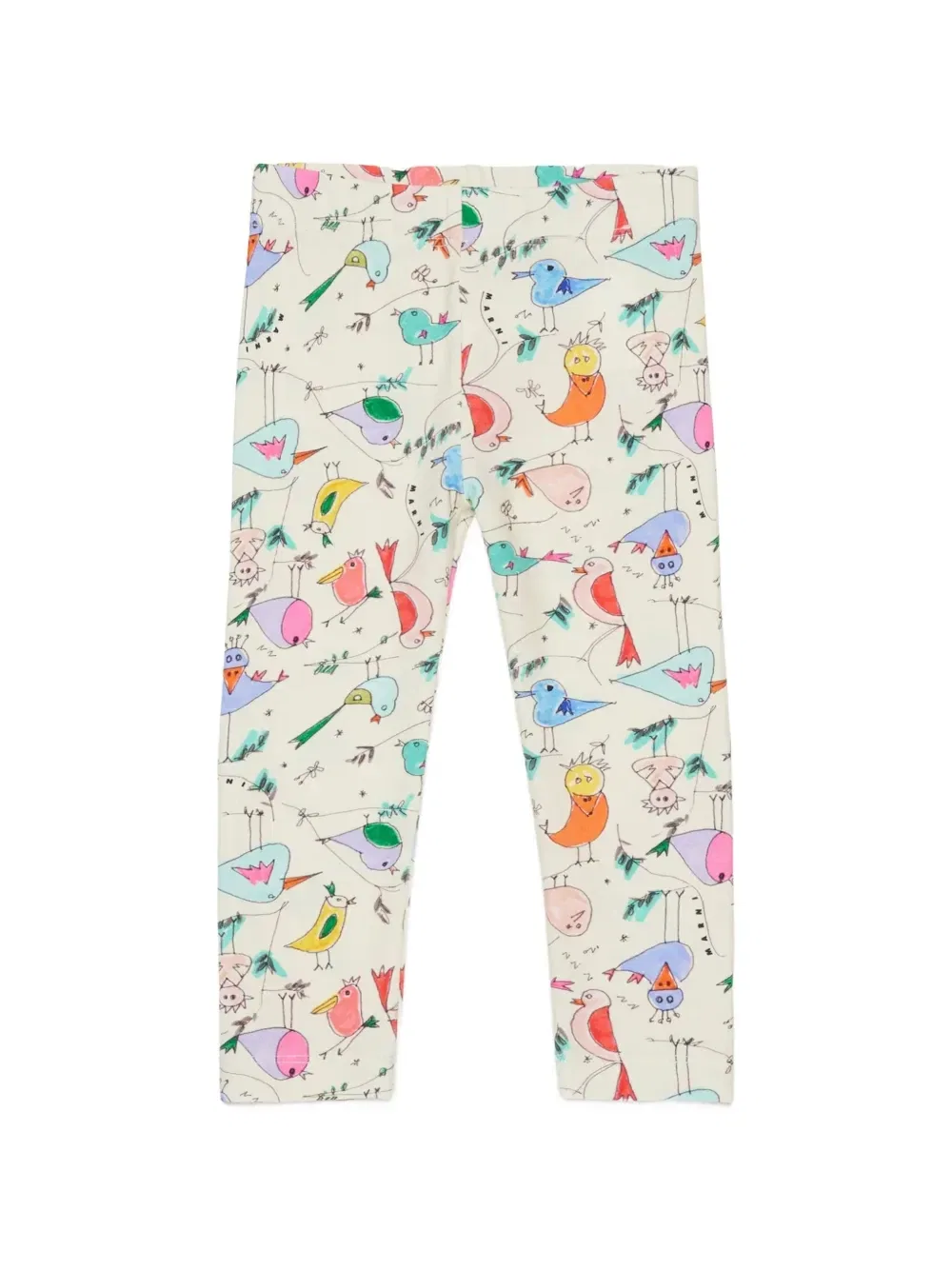 Легинсы с принтом птиц и логотипом Marni Kids, бежевый