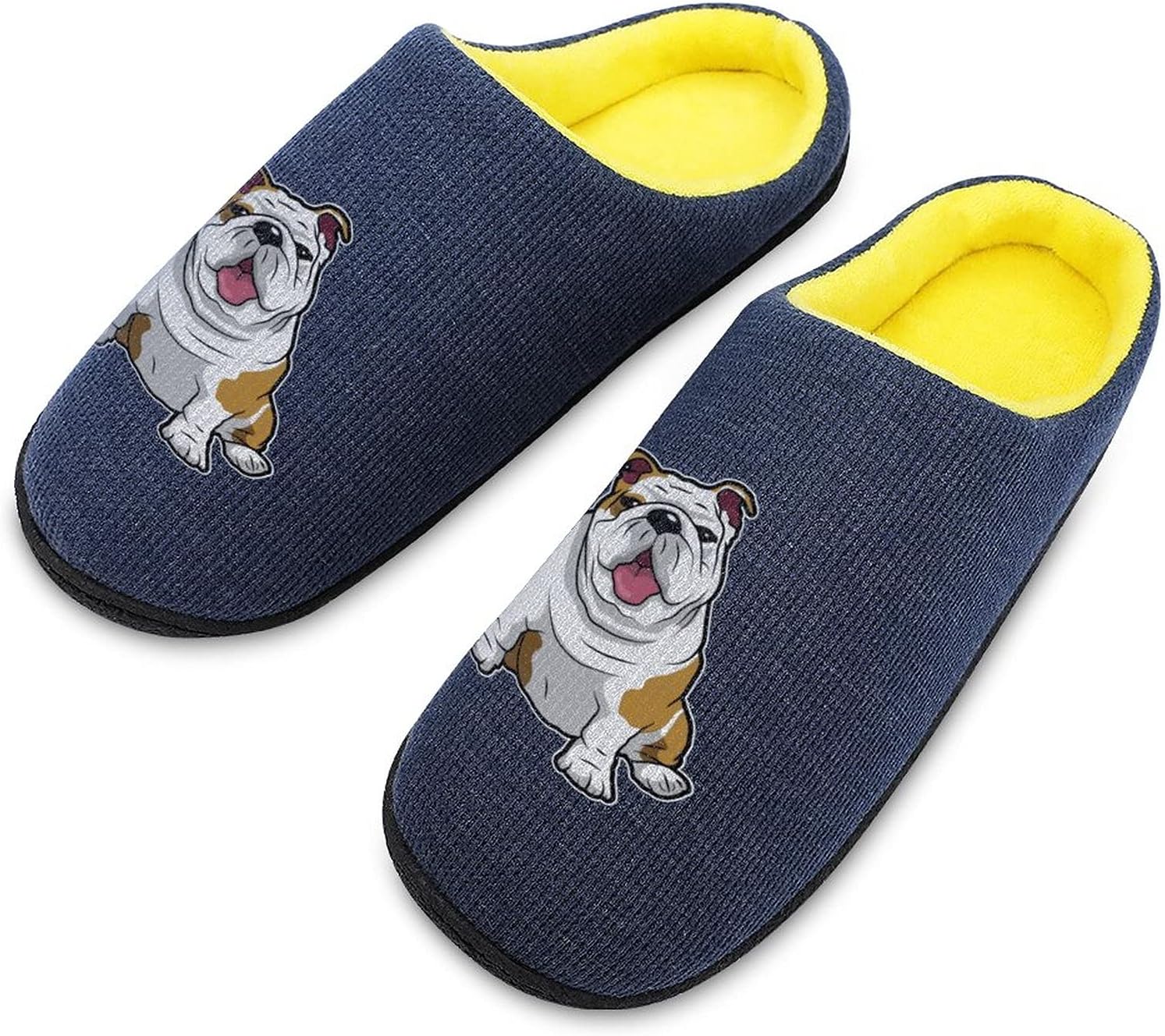 

Мужские вязаные хлопковые тапочки с изображением английского бульдога, мягкие, комфортные, теплые, для дома Weedkeycat, Navy-style