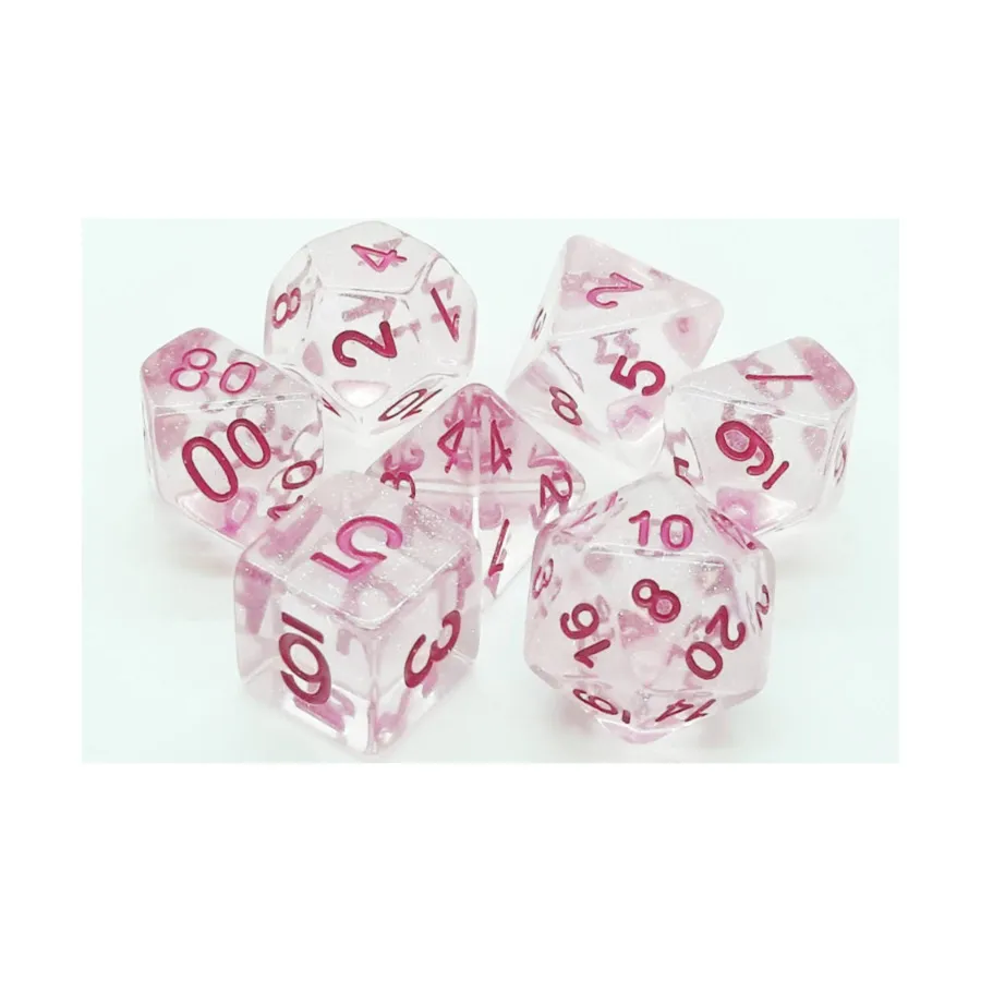 

Поли-набор «Розовая планета» с розовым (7), Acrylic-Resin Dice - Luminous