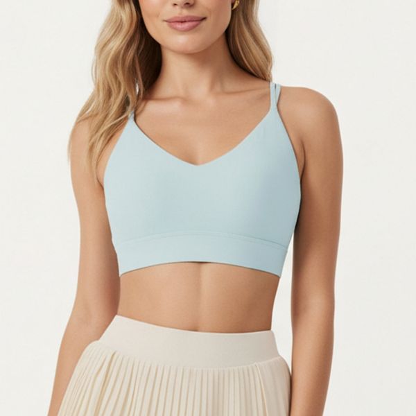 

Женский спортивный топ с V-образным вырезом, перекрестными лямками и средней поддержкой Anna-Kaci, Green