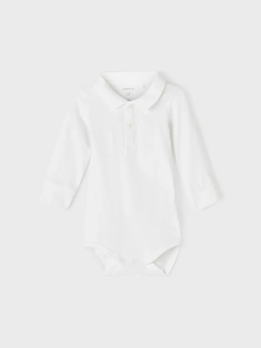 Name It Боди с длинными рукавами "NBMHOLGER LS POLO BODY NOOS", белый — фото 2