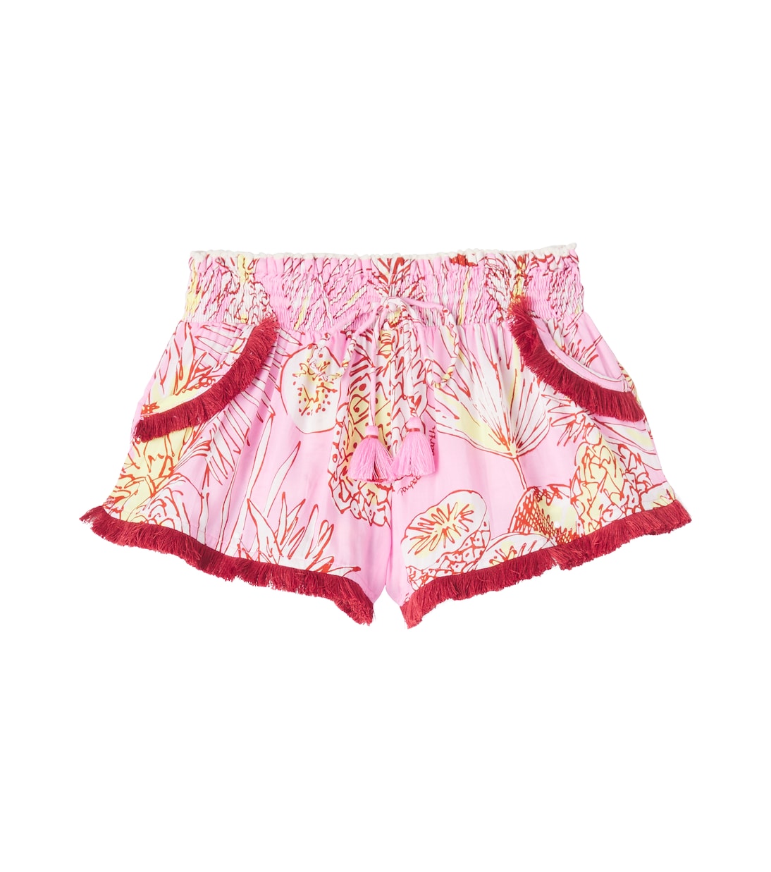 

Шорты с бахромой и принтом Lulu Poupette St Barth Kids, Pink Kabiria