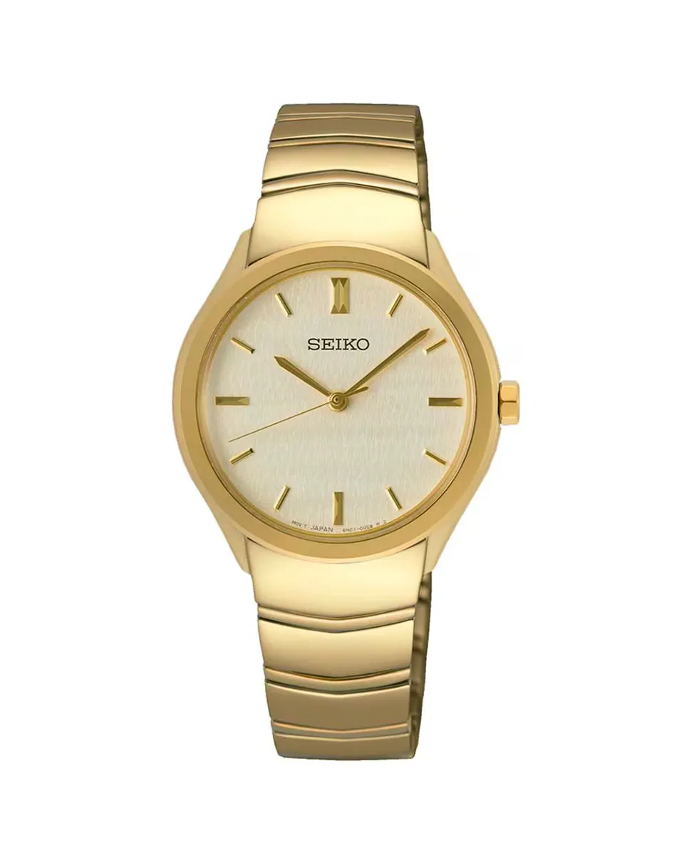 

Женские стальные женские часы SUR552P1 с золотым ремешком Seiko, золотой