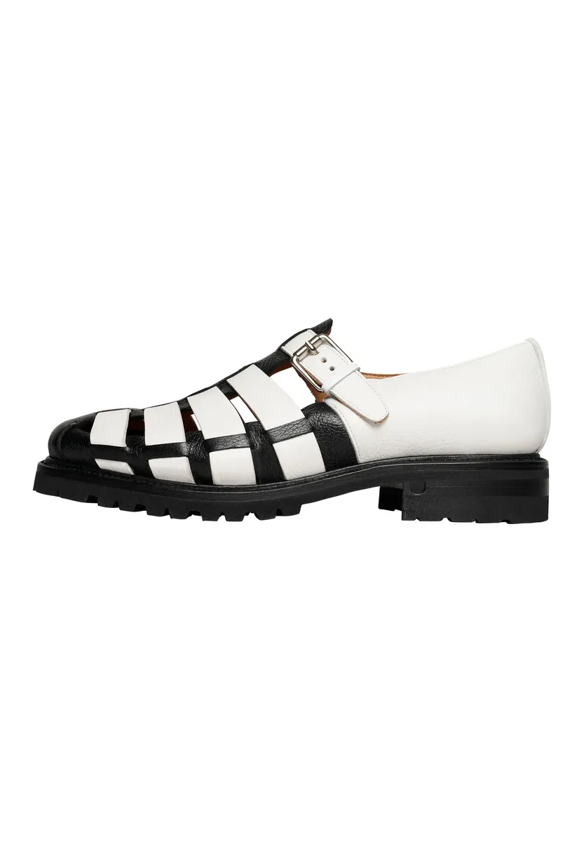 

Сандалии Henry Stevens "Barkley FSI casual Shoes", мужские сандалии ручной работы, кожаные туфли-тапочки, черно-белый