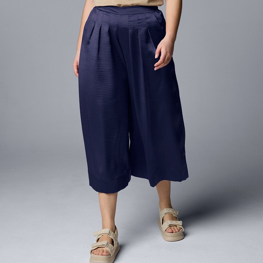 

Женские шелковистые плиссированные брюки-кюлоты Simply Vera Vera Wang, цвет Maritime Blue