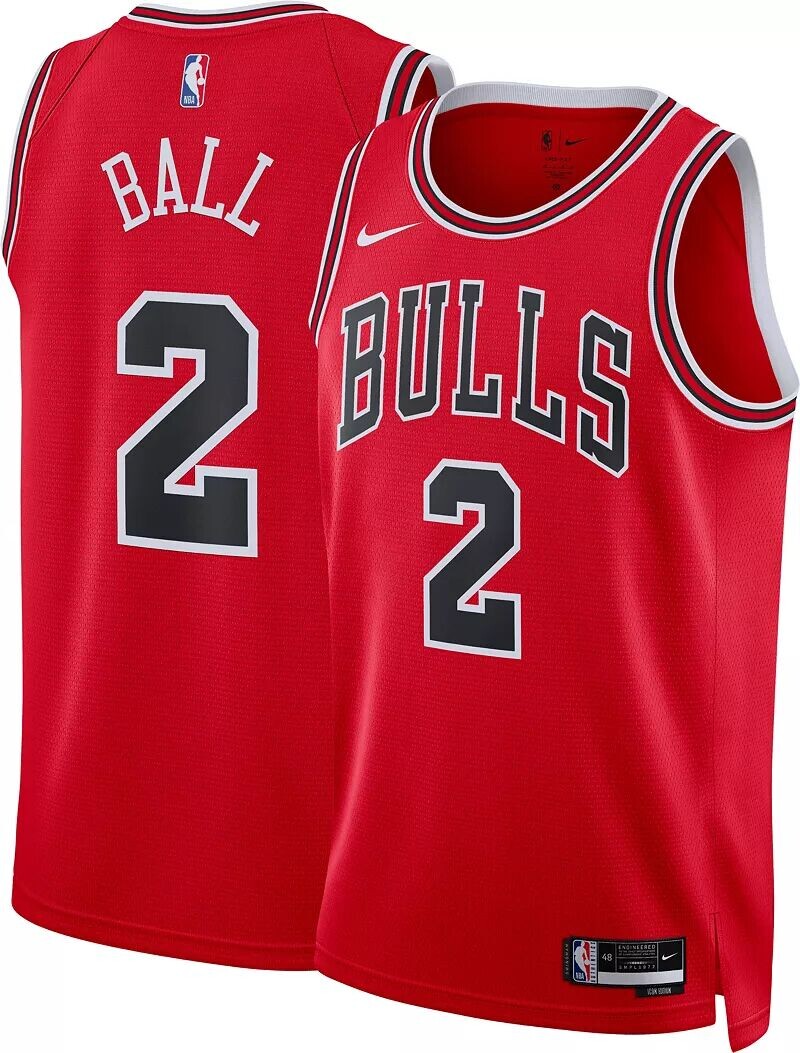 

Мужская красная майка Nike Chicago Bulls Lonzo Ball #2 Dri-FIT Swingman