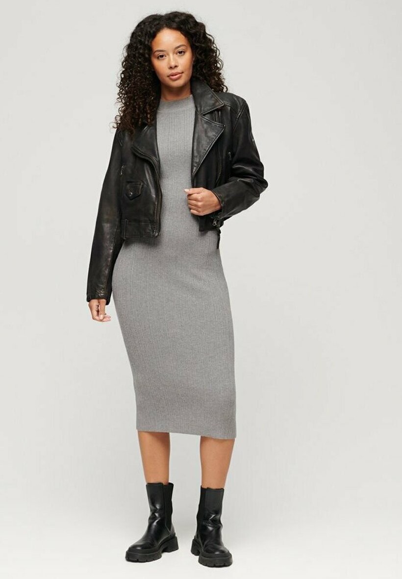 

Кожаная куртка Superdry, цвет smoke grey
