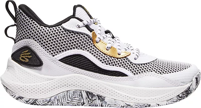 

Детские баскетбольные кроссовки Under Armour Curry 3Z 24 для начальной школы, белый/черный/золотой