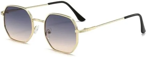 

Модные маленькие солнцезащитные очки для женщин, ретро, ​​мужские, черные металлические, унисекс, стильные, защита от УФ-излучения UV400 MTZJH, Gold Blue Brown