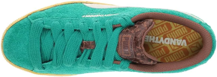 Мужские замшевые кроссовки PUMA Vandythepink на шнуровке, повседневные - зеленые, зеленый — фото 4