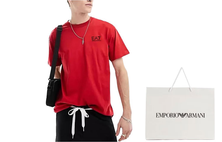 Футболка мужская красная EA7 SS24 EMPORIO ARMANI — фото 3