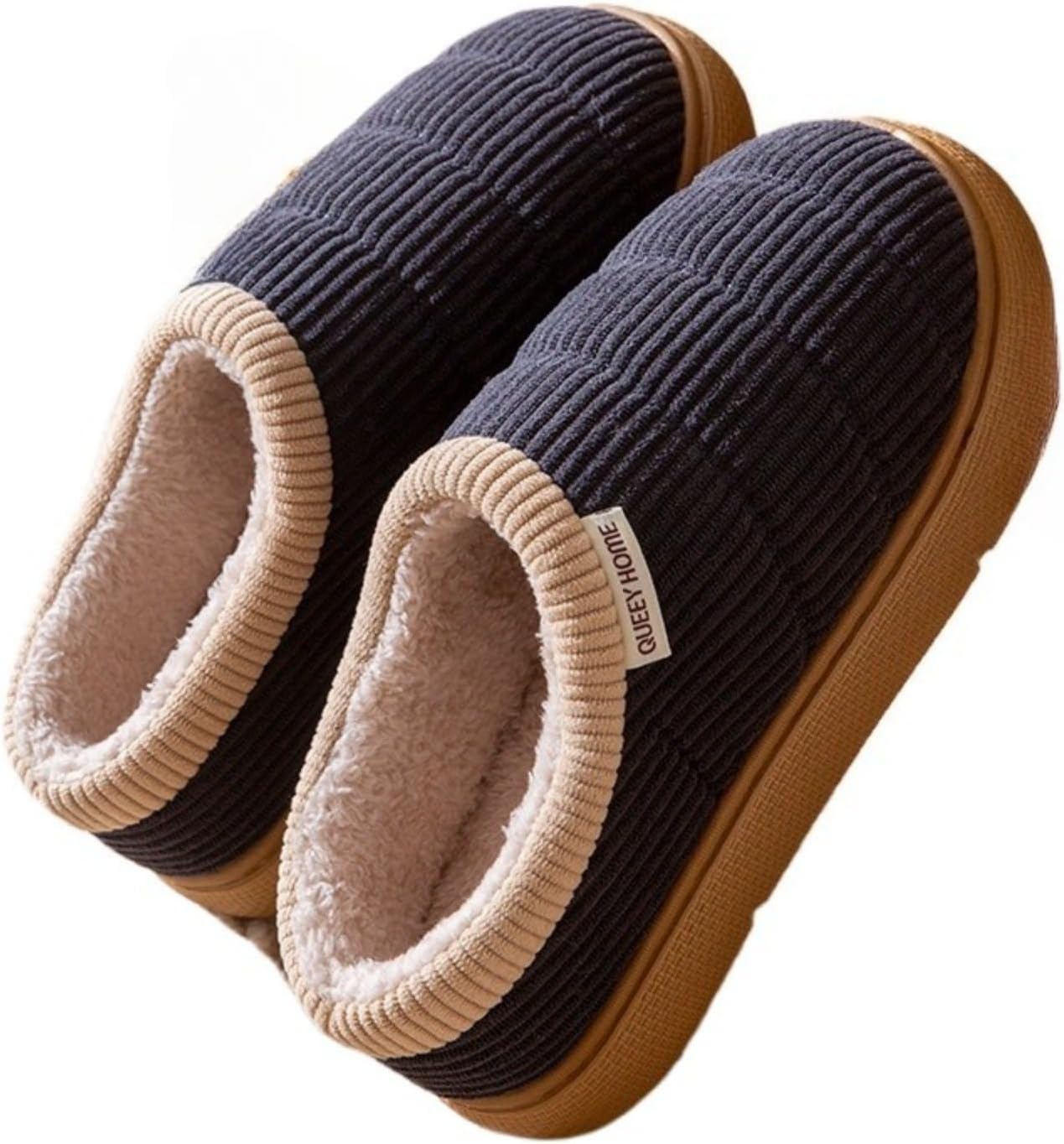 

Мужские и женские плюшевые полностью закрытые домашние тапочки - зимние теплые тапочки с флисовой подкладкой и толстой EVA подошвой для уюта дома Azttoztto, серый