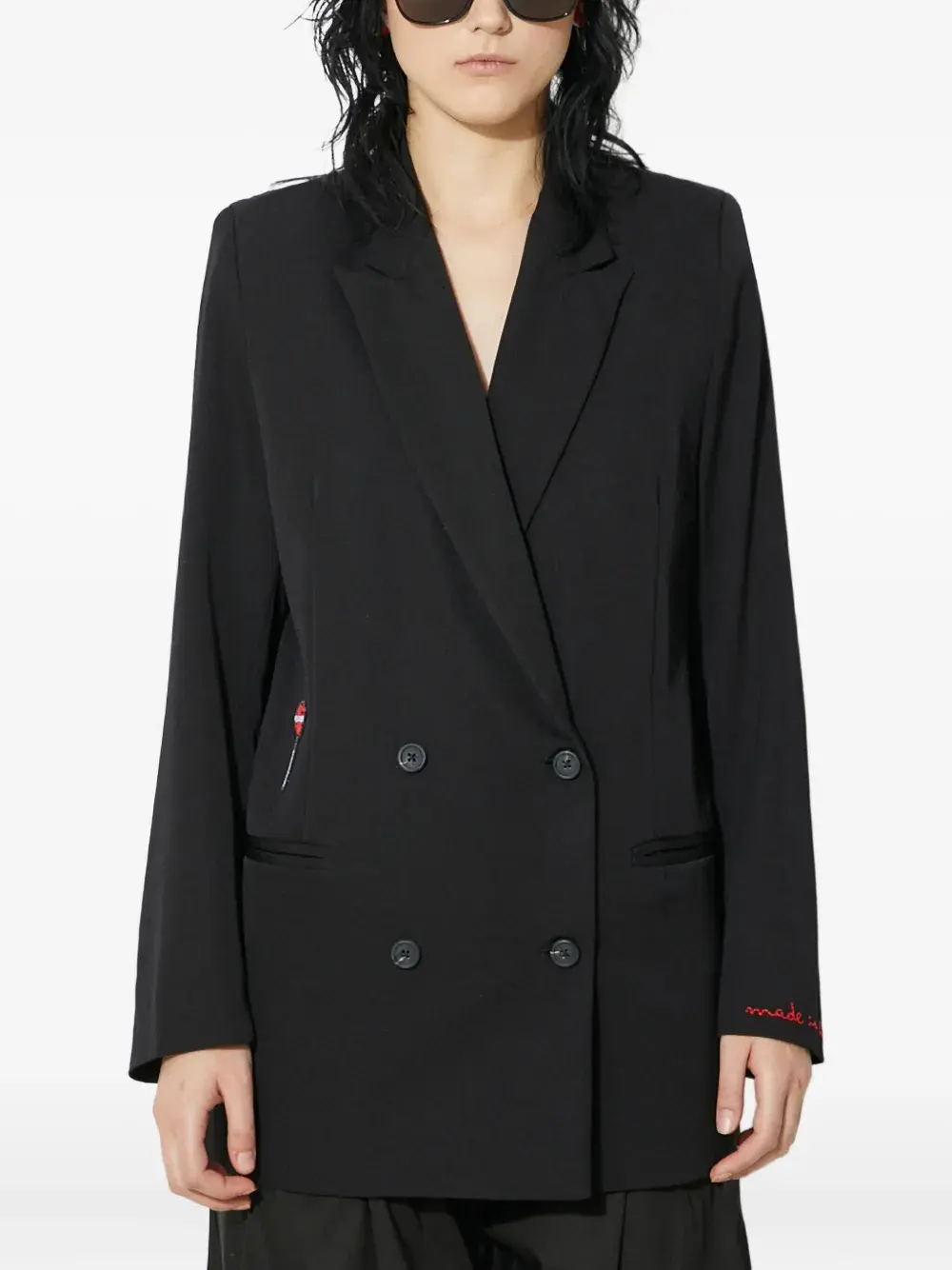 

Двубортный пиджак с вышивкой Fiorucci, черный