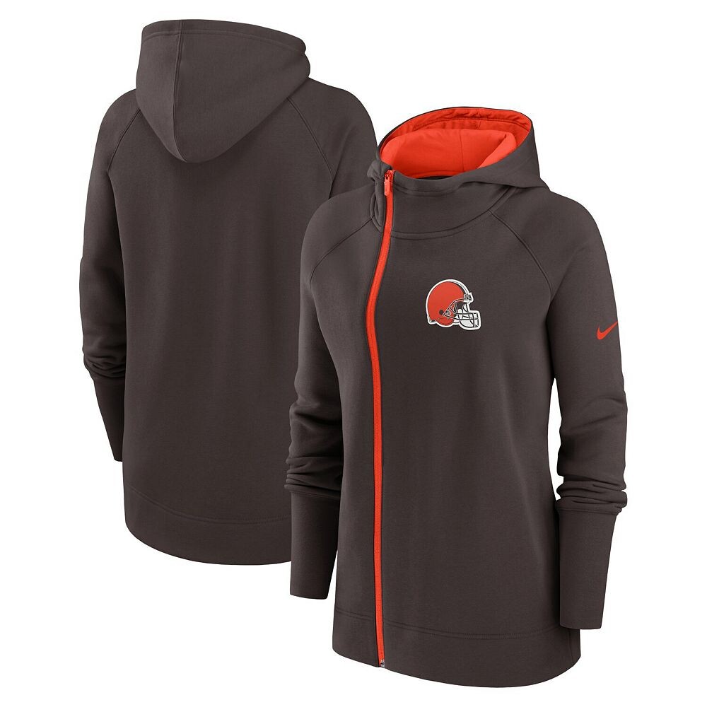 

Женская худи с асимметричной молнией во всю длину реглан Nike Brown Cleveland Browns, цвет Brn Brown