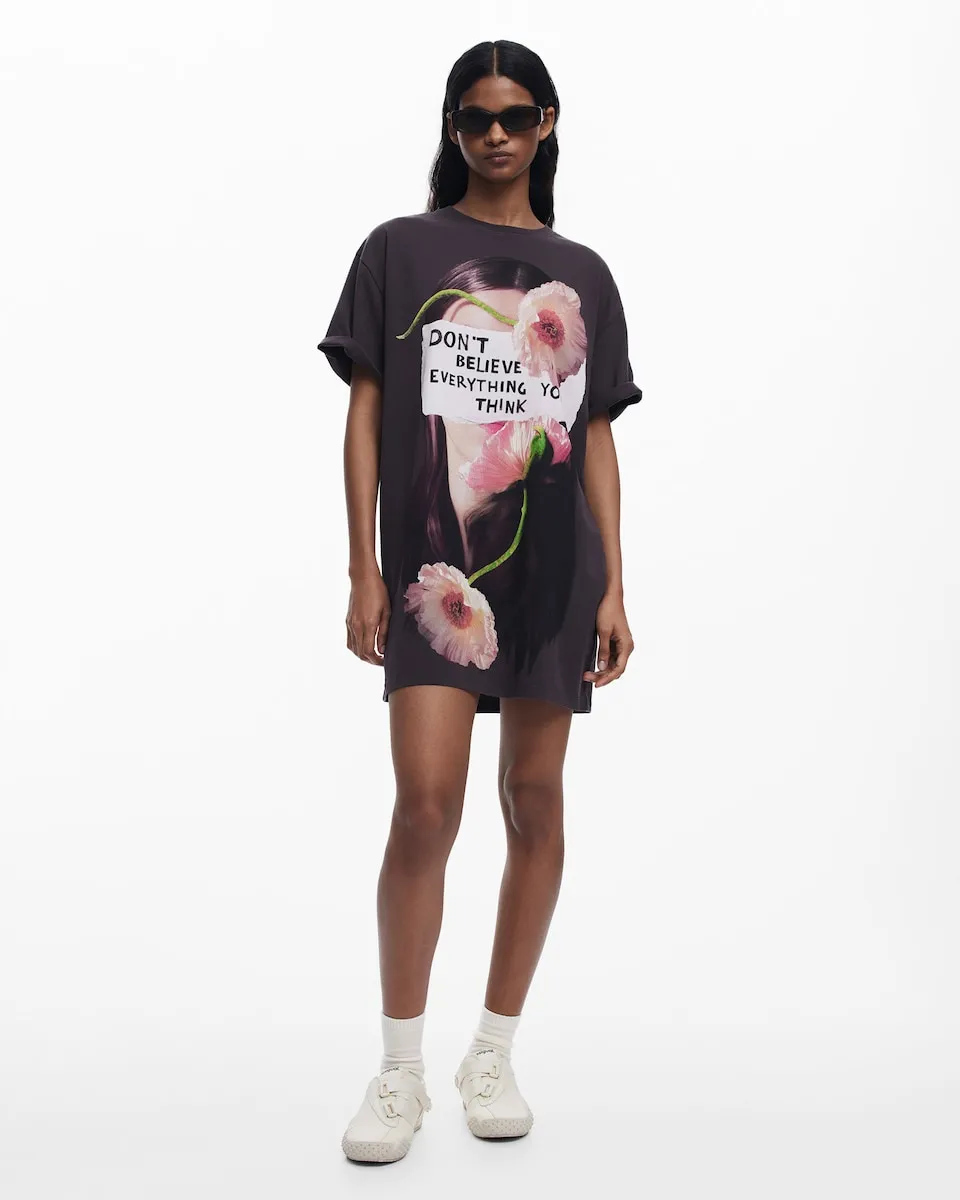

Короткое платье-коллаж Arty Desigual, серый