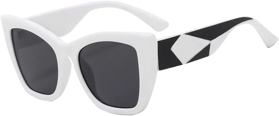 

Солнцезащитные очки «кошачий глаз» для мужчин и женщин, дорожные солнцезащитные очки в винтажном ретро-стиле с защитой от УФ-излучения UV400 TYUVIVO, White