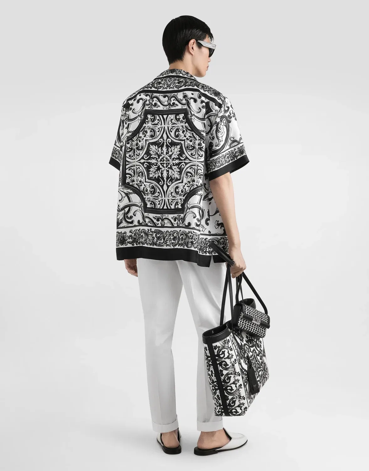 Брюки из хлопковой габардины DOLCE & GABBANA, белый — фото 3