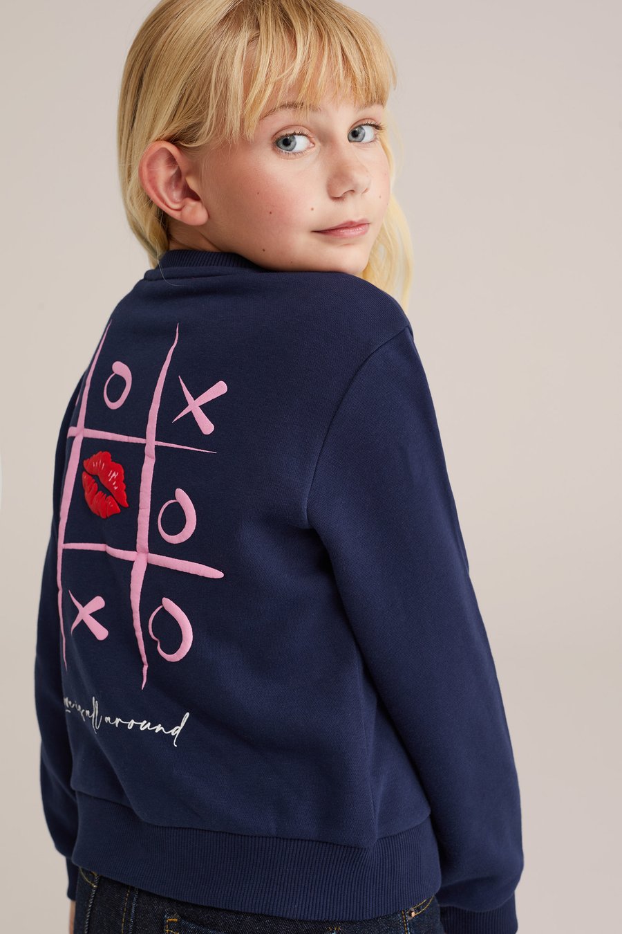 Толстовка WE Fashion Sweatshirt, Navy Blue/Mottled Dark Blue — фото 3