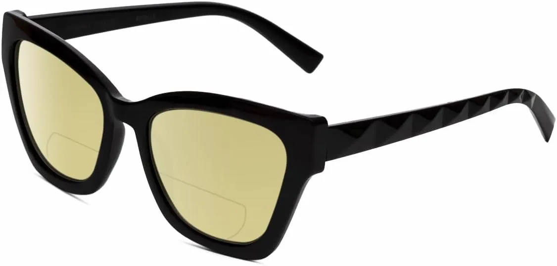 

Солнцезащитные очки Calabria K+K ESTELLE Cat Eye с поляризованными линзами и бифокальными линзами, блестящие, черные, модные, дизайнерские, Shiny Black/Yellow Lens