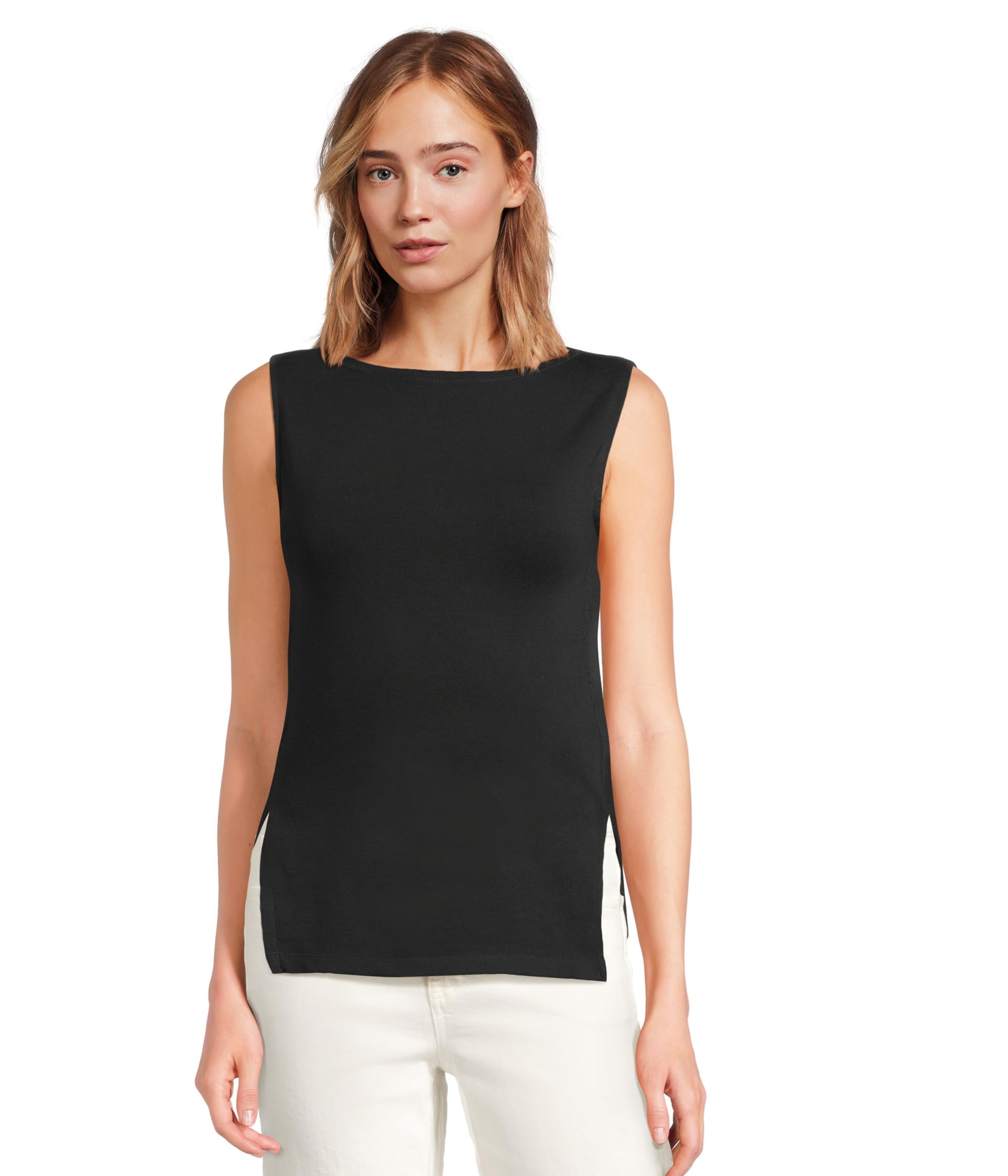 

Топ Madewell Boat Neck Slit Tank, цвет Jet Black