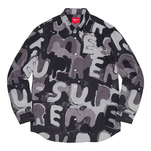 

Рубашка painted logo shirt 'black grey' Supreme, черный