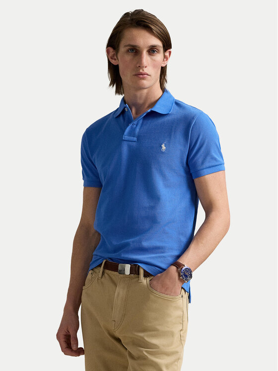 

Рубашка поло облегающего кроя 710536856442 Polo Ralph Lauren, синий