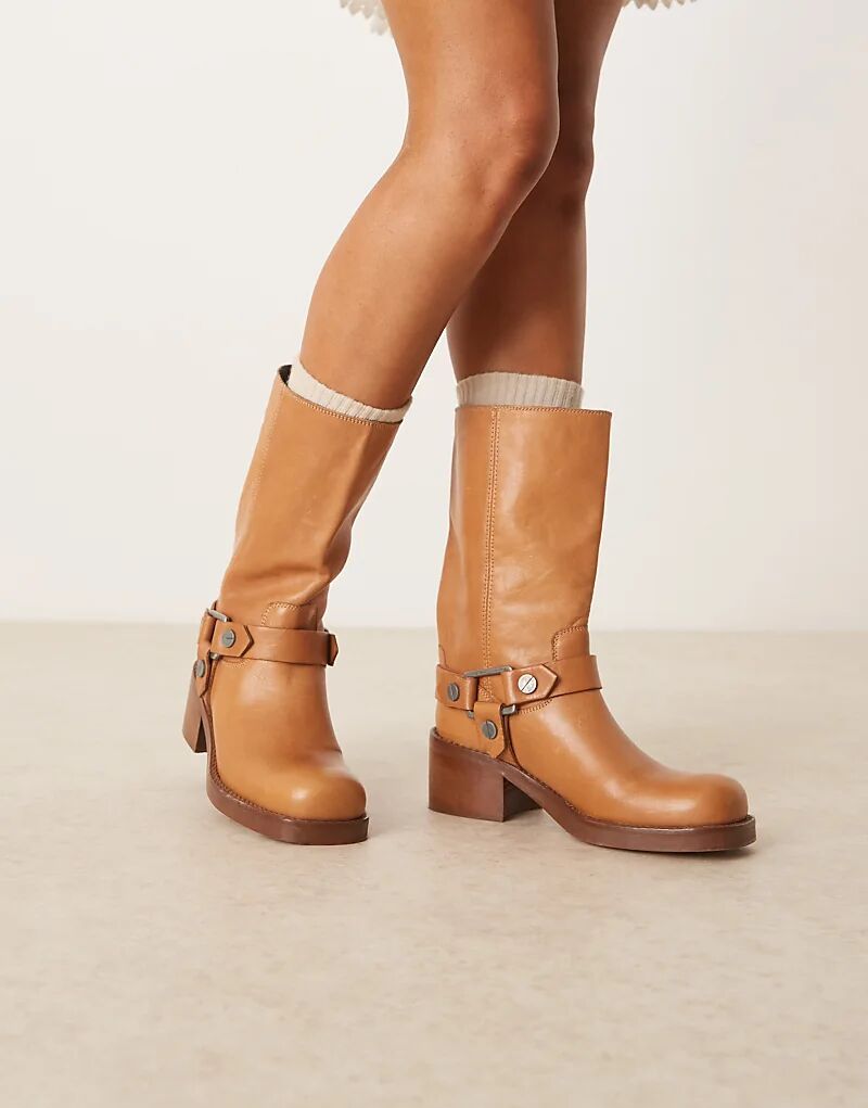Женские сапоги ASOS DESIGN Colton до колена из высококачественной кожи, коричневый