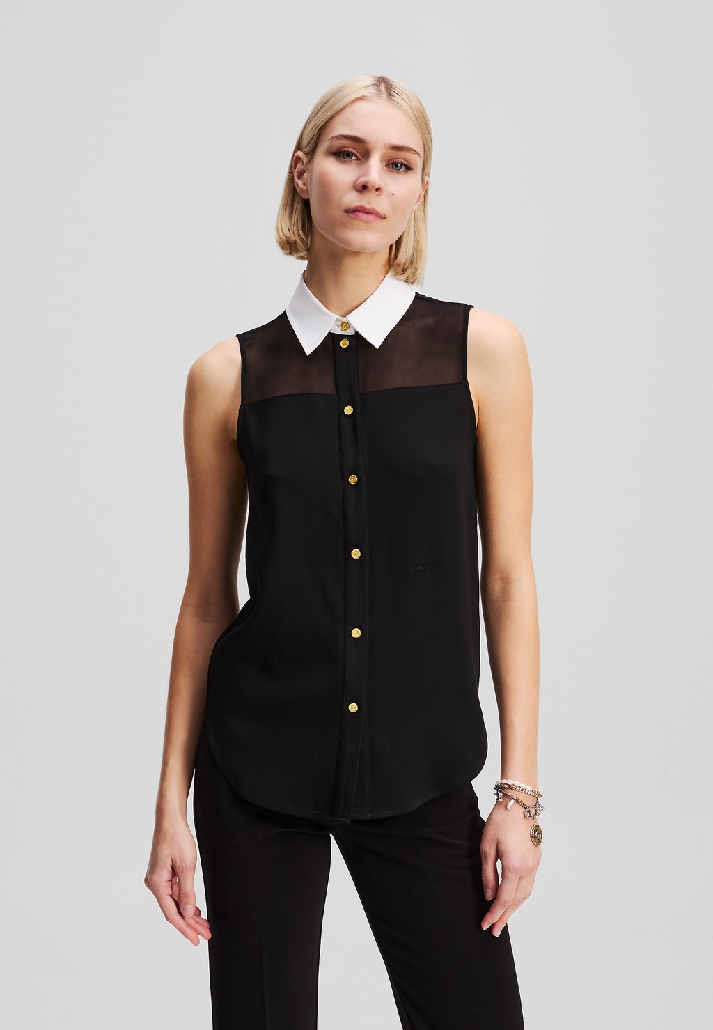 

Блуза COLLAR SLEEVLESS BLOUSE - Top KARL LAGERFELD, черный