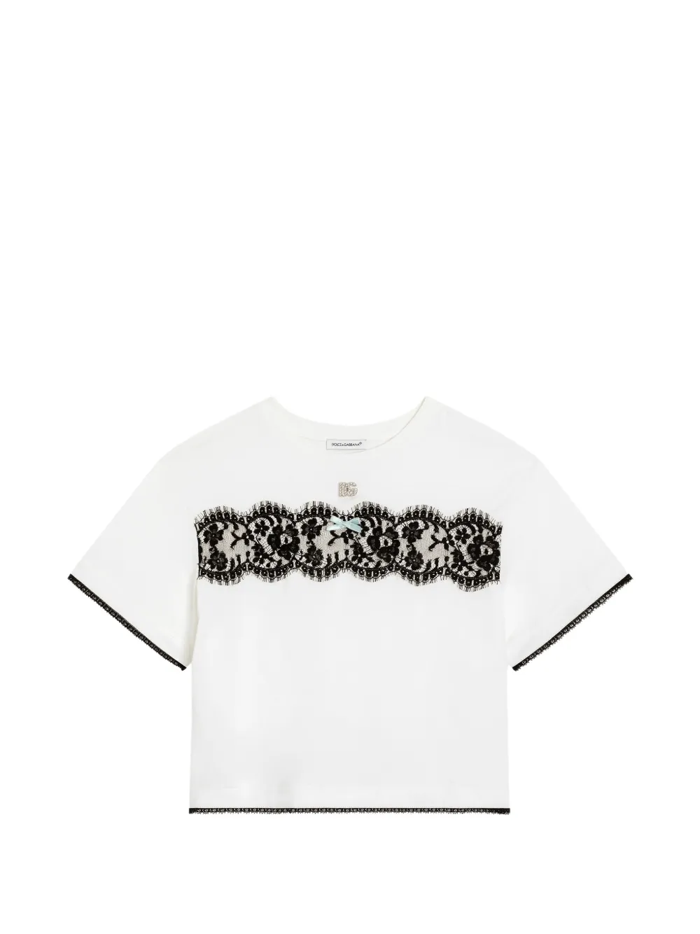 Футболка с кружевной отделкой Dolce & Gabbana Kids, белый