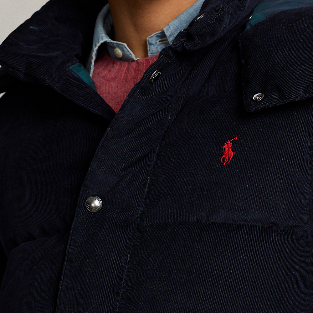 Детская куртка-пуховик с вельветовой стежкой Polo Ralph Lauren, синий — фото 4