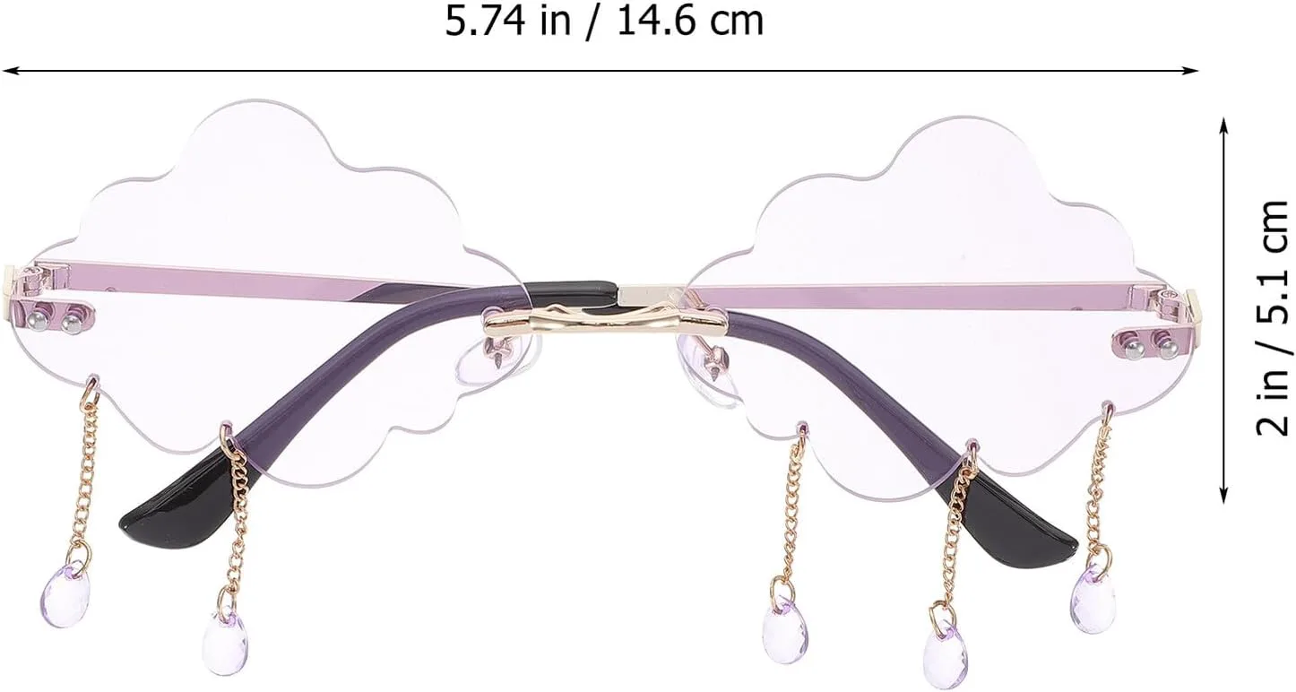 

Красивые солнцезащитные очки без оправы в форме облака для женщин, забавные, для вечеринок, с защитой от УФ-излучения, в золотой оправе Beaupretty, Purple