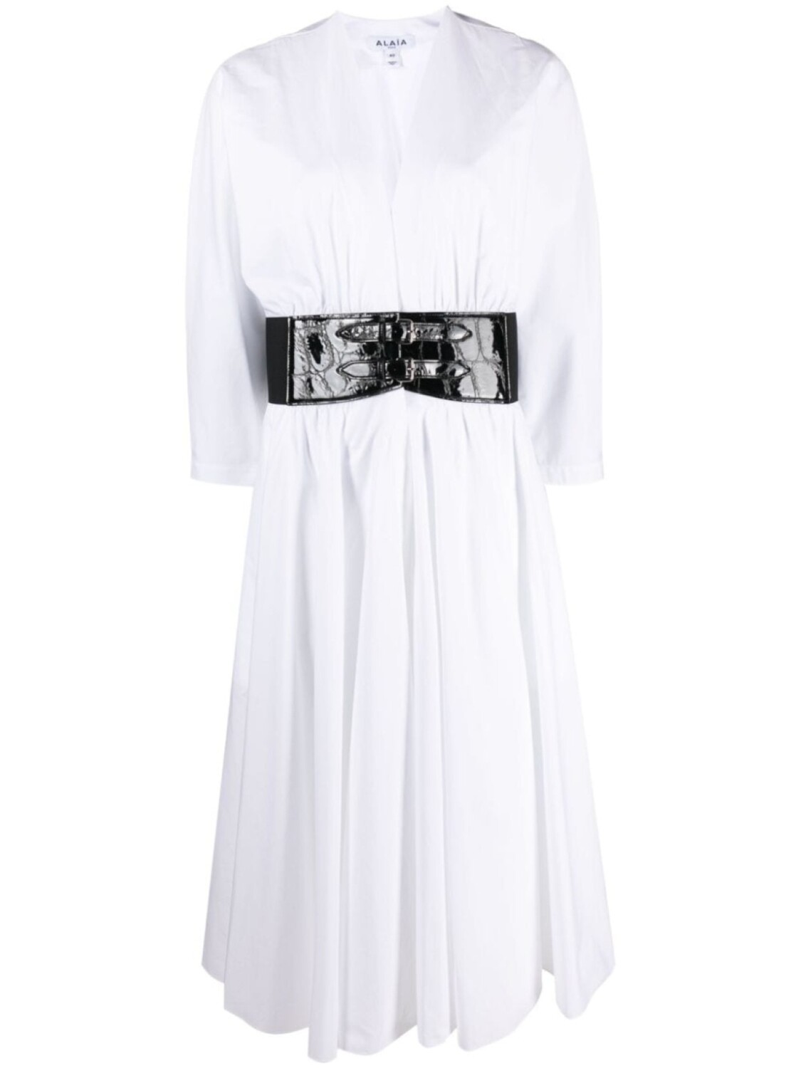 

Alaïa платье миди с поясом, белый