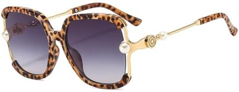 

Солнцезащитные очки в полуободковой оправе для женщин, квадратные, жемчужного цвета, модные солнцезащитные очки большого размера, защита от УФ-излучения UV400 MTZJH, Leopard