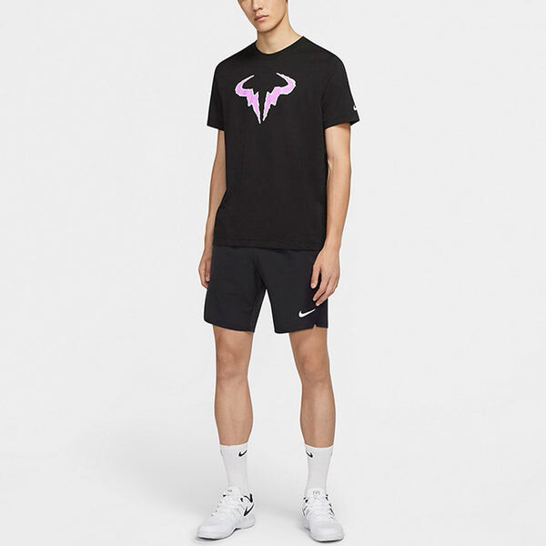 Футболка rafa casual sports round neck tennis short sleeve black Nike, черный — фото 3